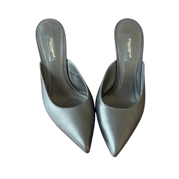 Dolce & Gabbana Women's Black Leather Mules Size 6 - Picture 2 of 7